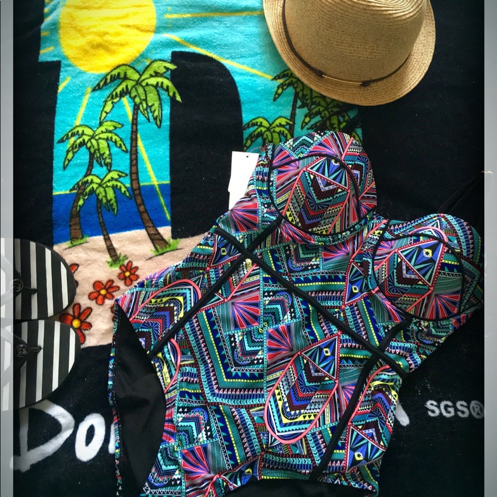 Aztec print one piece swimsuit